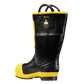 Black and yellow rubber firefighter boot with premium rubber construction for durability