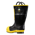 Black and yellow rubber firefighter boot with premium rubber construction for durability