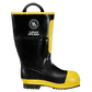 Black and yellow rubber firefighter boot with premium rubber construction for durability