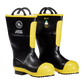 Black and yellow rubber firefighter boot with premium rubber construction for durability