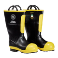 Black and yellow rubber firefighter boot with premium rubber construction for durability
