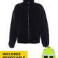 Black zip-up fleece jacket with removable lining for UHV563 HiVis Bomber Jacket