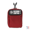 Red Bleeding Control Kit by True Rescue featuring a black patch and Sam XT Tourniquets