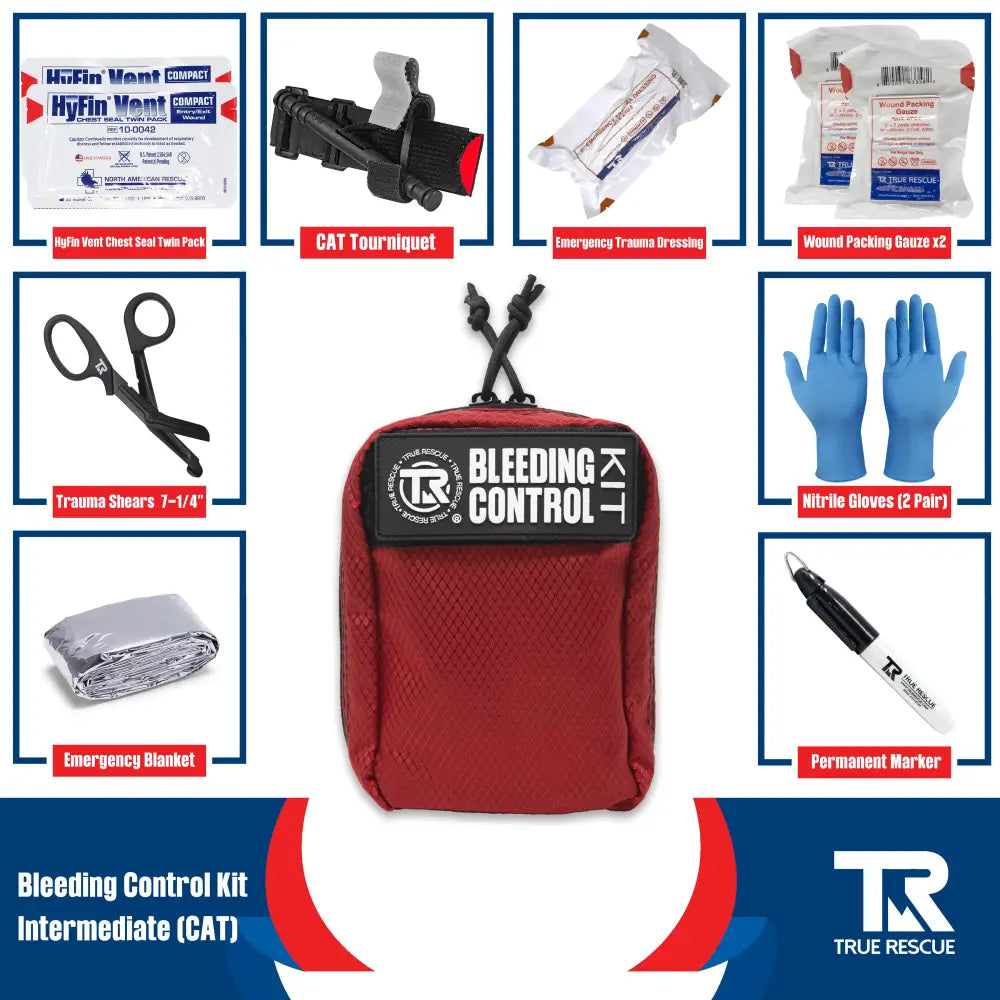 Bleeding Control Kit by True Rescue - Intermediate Kit / Black / C-A-T Gen 7 Tourniquet - Bleeding Control Kit