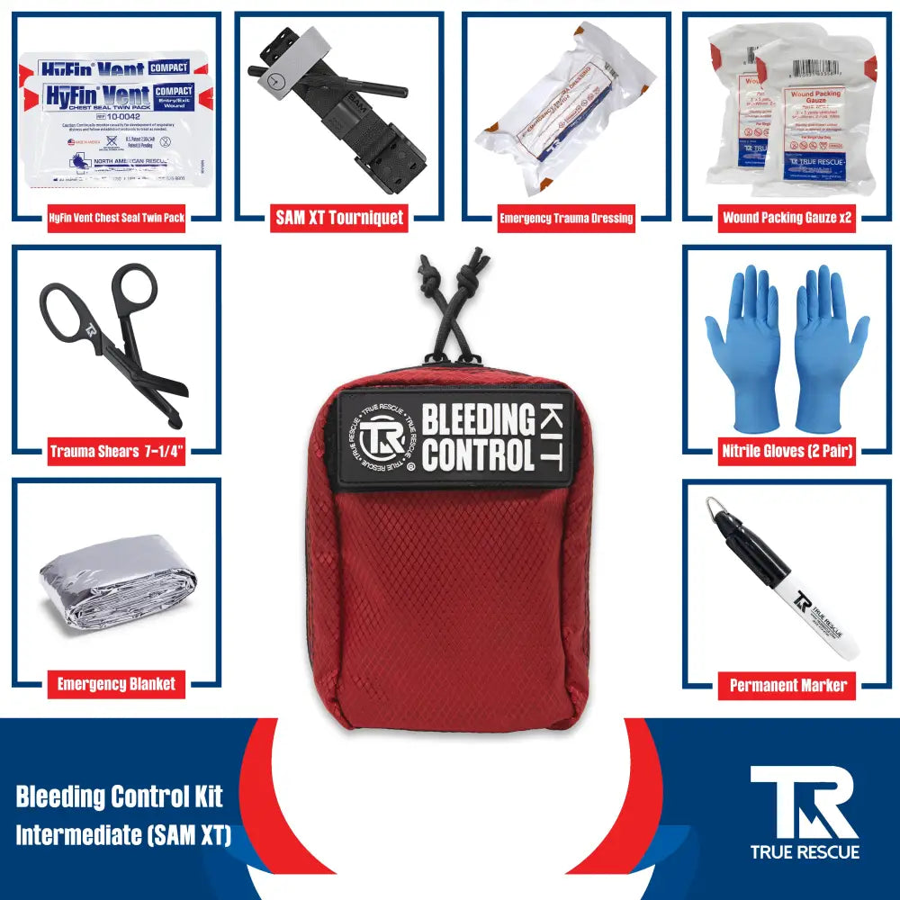 Bleeding Control Kit by True Rescue - Intermediate Kit / Black / SAM XT Tourniquet - Bleeding Control Kit