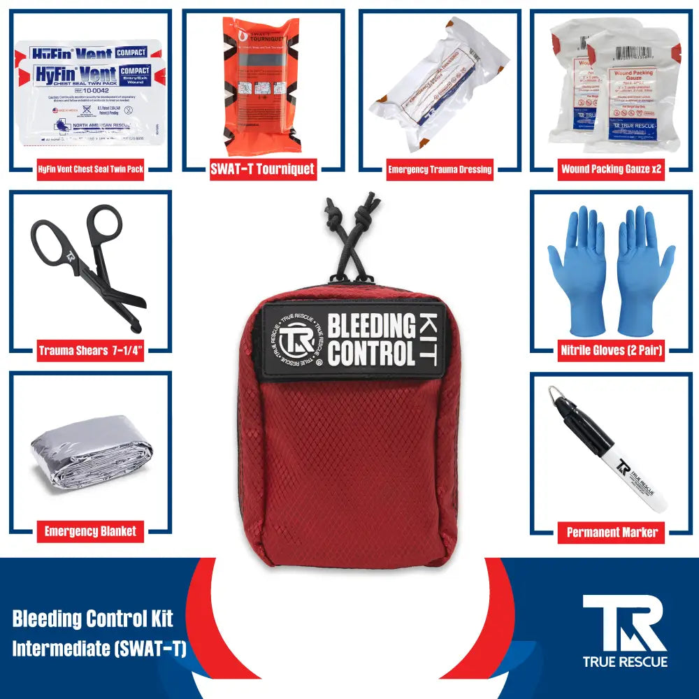 Bleeding Control Kit by True Rescue - Intermediate Kit / Black / SWAT-T Tourniquet - Bleeding Control Kit