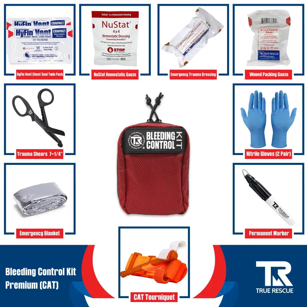 Bleeding Control Kit by True Rescue - Premium Kit (With NuStat Hemostatic Dressing) / Orange / C-A-T Gen 7 Tourniquet