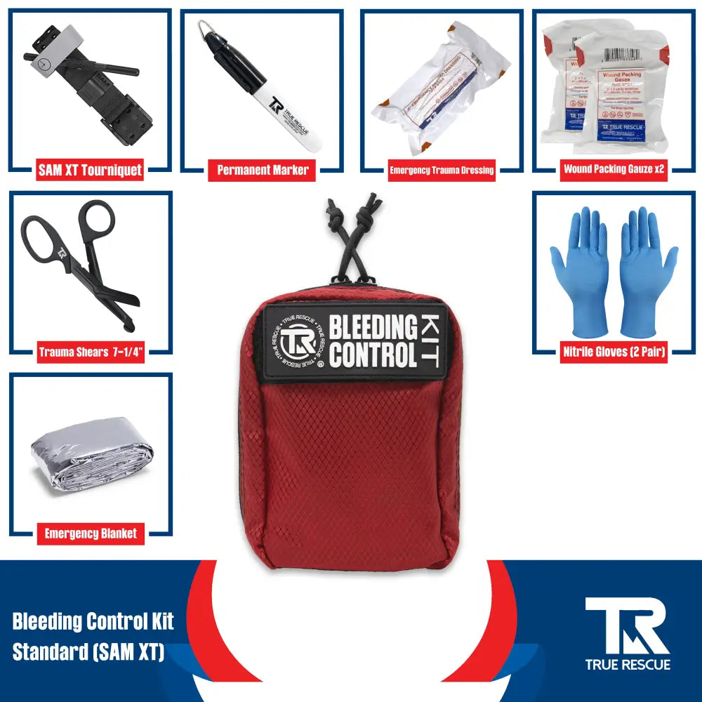 Bleeding Control Kit by True Rescue - Standard Kit / Black / SAM XT Tourniquet - Bleeding Control Kit