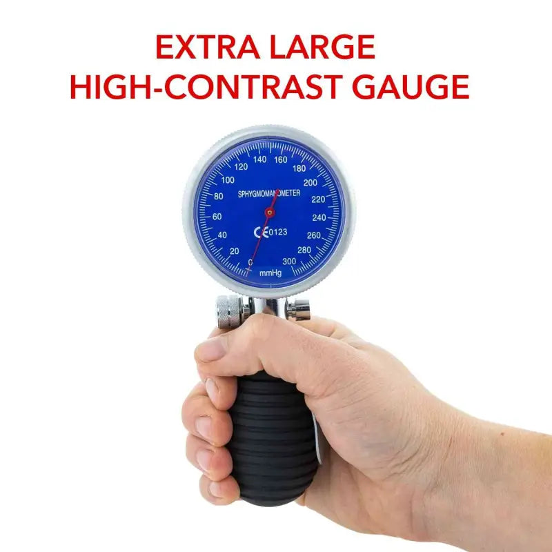 High-contrast blood pressure gauge in Blood Pressure Multi-Cuff Kit 5 with stethoscope