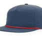 Blue baseball cap with red rope and leather patch, ideal for first responders or firefighters
