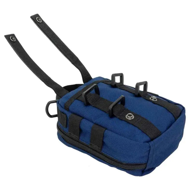 Blue and black utility pouch with straps for MOLLE Trauma Bag by Line2Design for emergency supplies