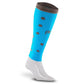 Blue and brown polka-dotted calf compression sleeves with white sock bottom, Taupe Dots