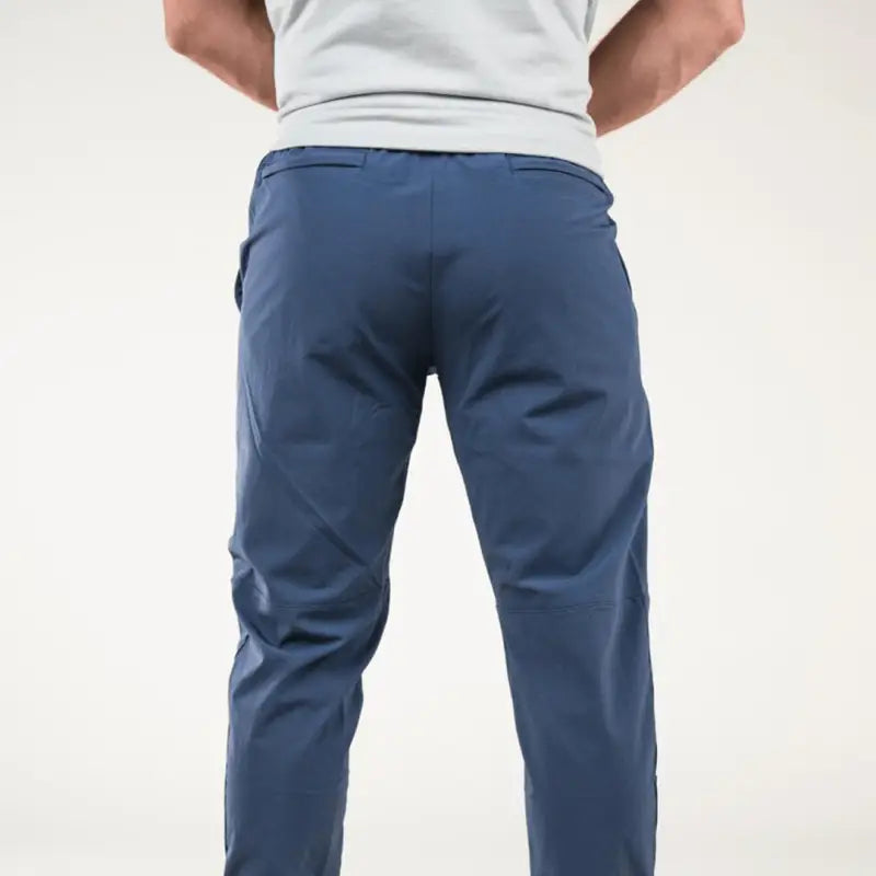 Blue casual traveler joggers with carrier retention waistband and concealed carry pockets