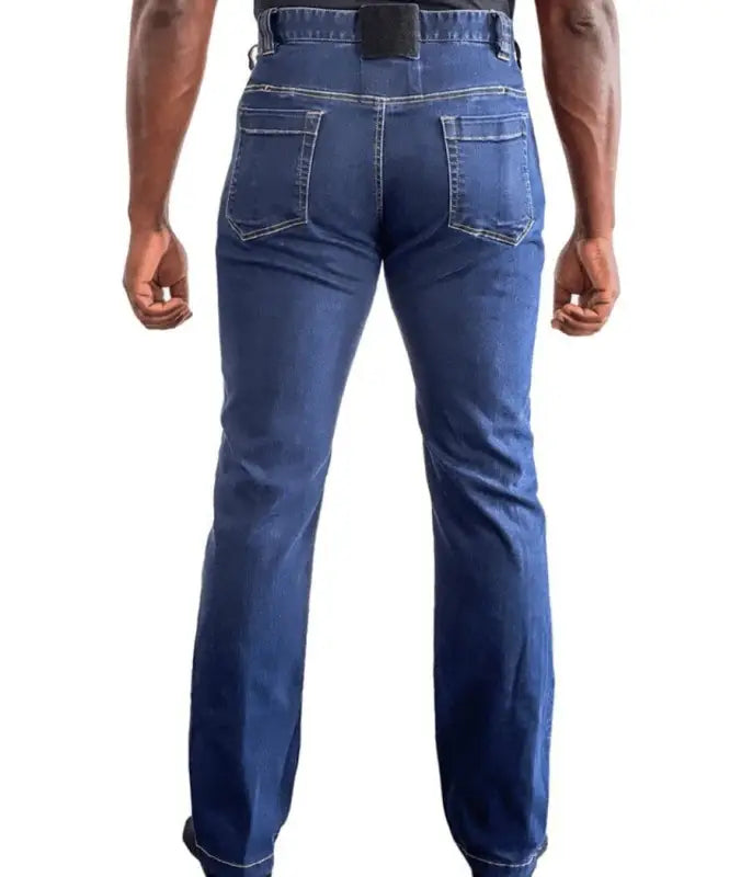 Back view of Asset Tactical Jeans showcasing blue denim design for tactical pants