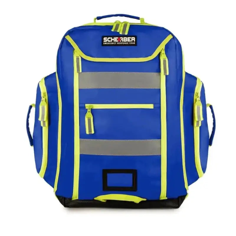 Blue Scherber Ultimate First Responder Trauma O2 Backpack with neon yellow trim