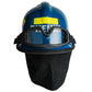 Blue firefighter helmet with goggles and neck guard for EMS helmet and first responders safety