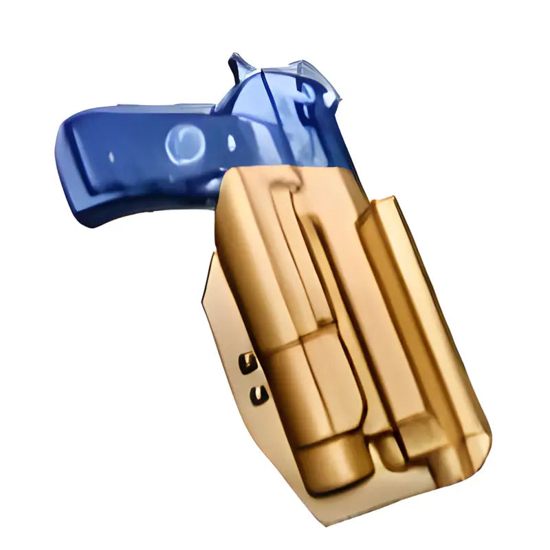 Blue handgun in tan Multimount Holster TLR-1 with G-Code paddle design