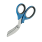 Blue-handled scissors with stainless steel uncoated blades for heavy duty trauma shears