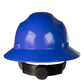 Blue Full Brim Safety Hard Hat with 4 Point Suspension meets ANSI Z89 standards