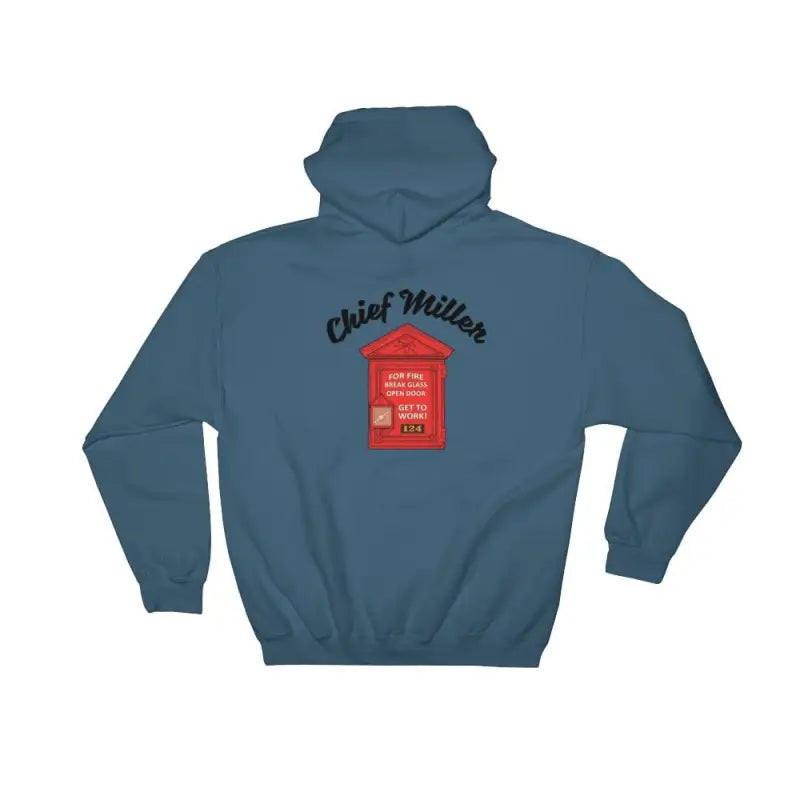 Indigo Blue Hoodie featuring Red Mailbox design, perfect for Fire Alarm - Hoodie lovers