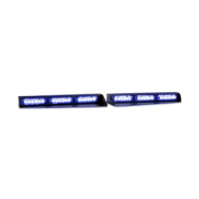 Blue LED emergency lights on UBL U-Lite Visor Bar Mini for vehicle safety