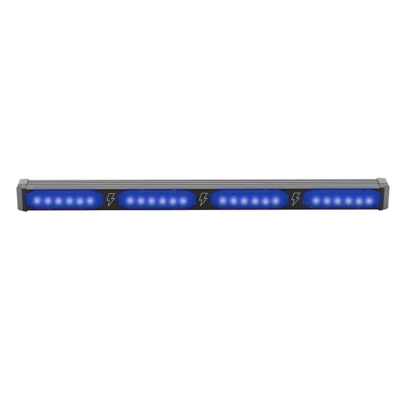 Blue LED light bar with lightning bolt symbols on UBL U-Lite 400 Stick Light for first responders