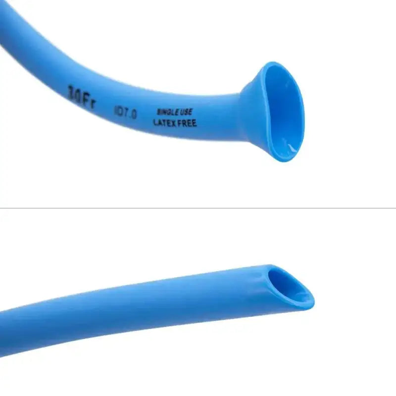 Blue medical suction tube with flared end from the Nasopharyngeal Airway Kit for airway management