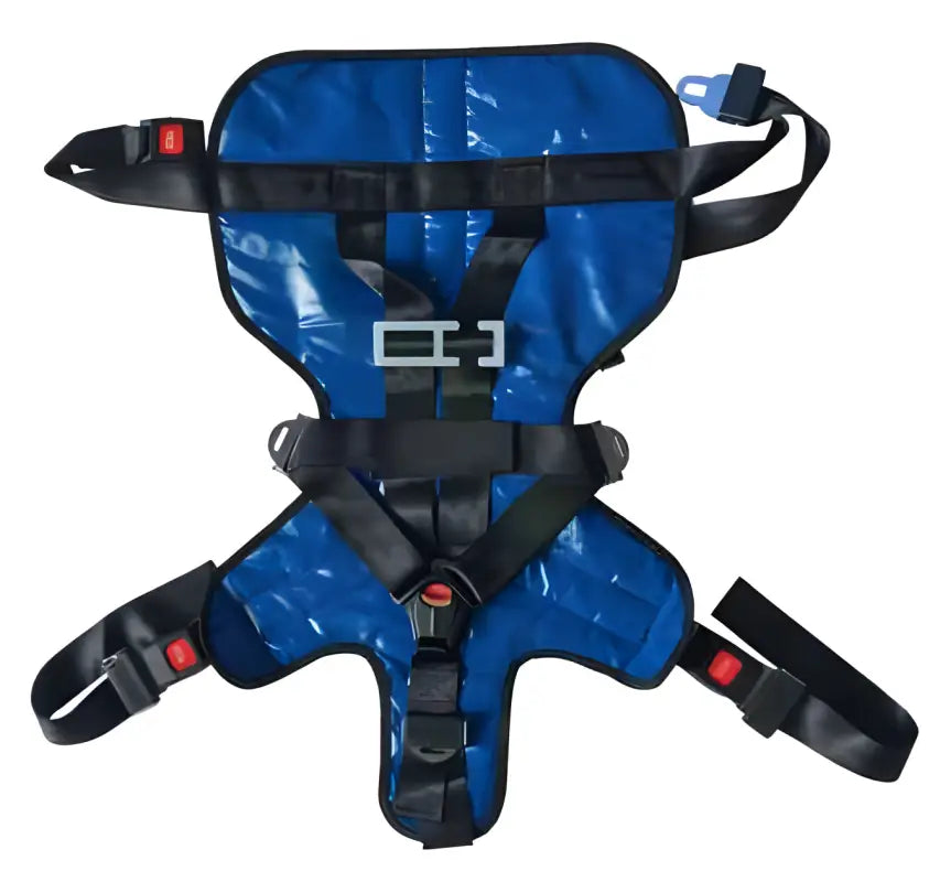 Blue medical transfer harness for Line2Design Deluxe Pedi child restraint seat system