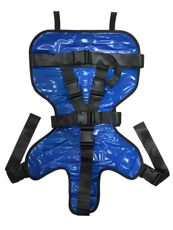 Blue medical transfer vest with black safety straps for LINE2Design Deluxe Pedi seat system