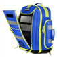 Blue and neon yellow Scherber Ultimate First Responder Trauma O2 Backpack with reflective strips