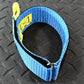 Blue nylon pet collar with yellow accents on 1-3/4 Inch Individual Hose Strap design