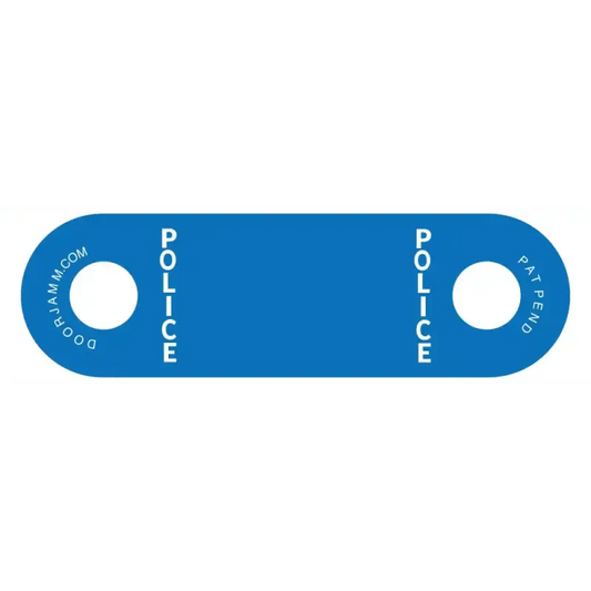 Blue POLICE tag with mounting holes for Police DoorJamm for first responders