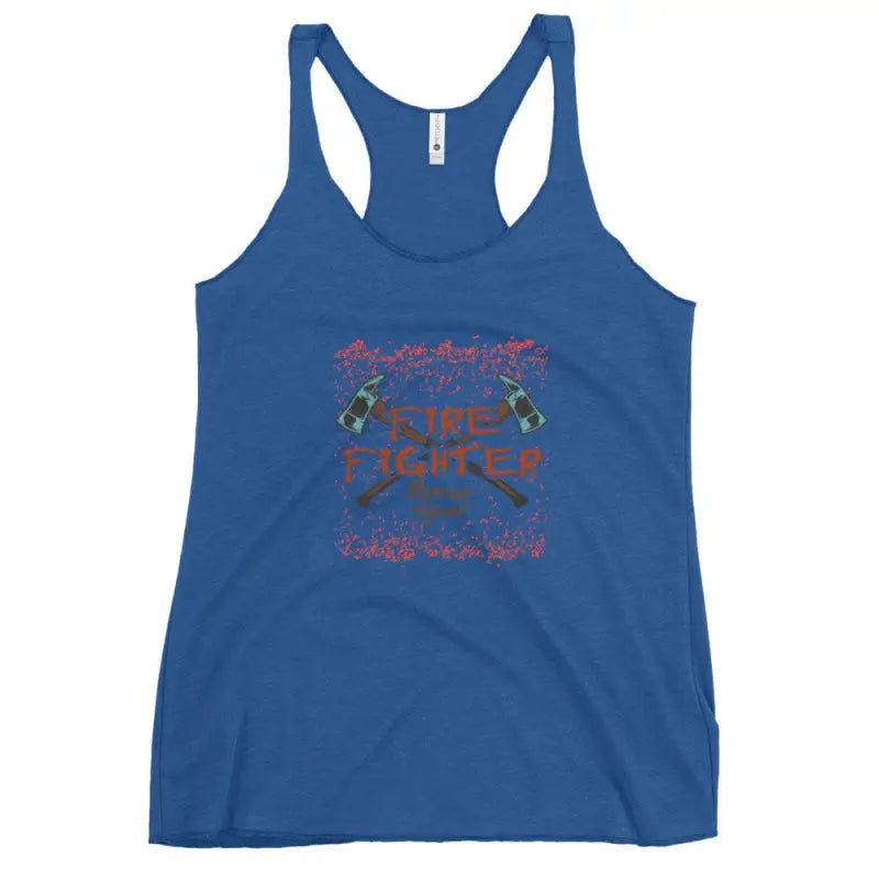 Blue Racerback Tank Top with Red and Green Graphic, Vintage Turquoise Style