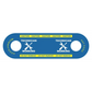 Blue safety tag for Technician DoorJamm with caution stripes and tool icons