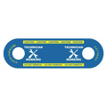 Blue safety tag for Technician DoorJamm with caution stripes and tool icons