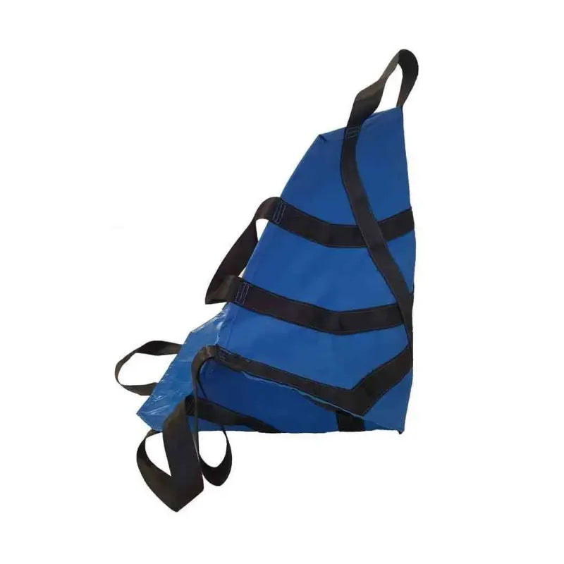 Blue sling-style backpack with black straps for LINE2design Emergency Portable Transport Unit