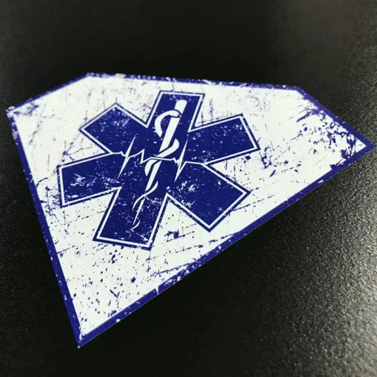 Blue Star of Life medical symbol in a diamond shape for Super EMS Blue - Decal