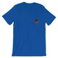 Blue t-shirt with American flag patch, part of Snake On A Stick collection in True Royal