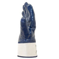 Blue and white coated nitrile safety glove in Fully Coated Nitrile Safety Work Gloves pack