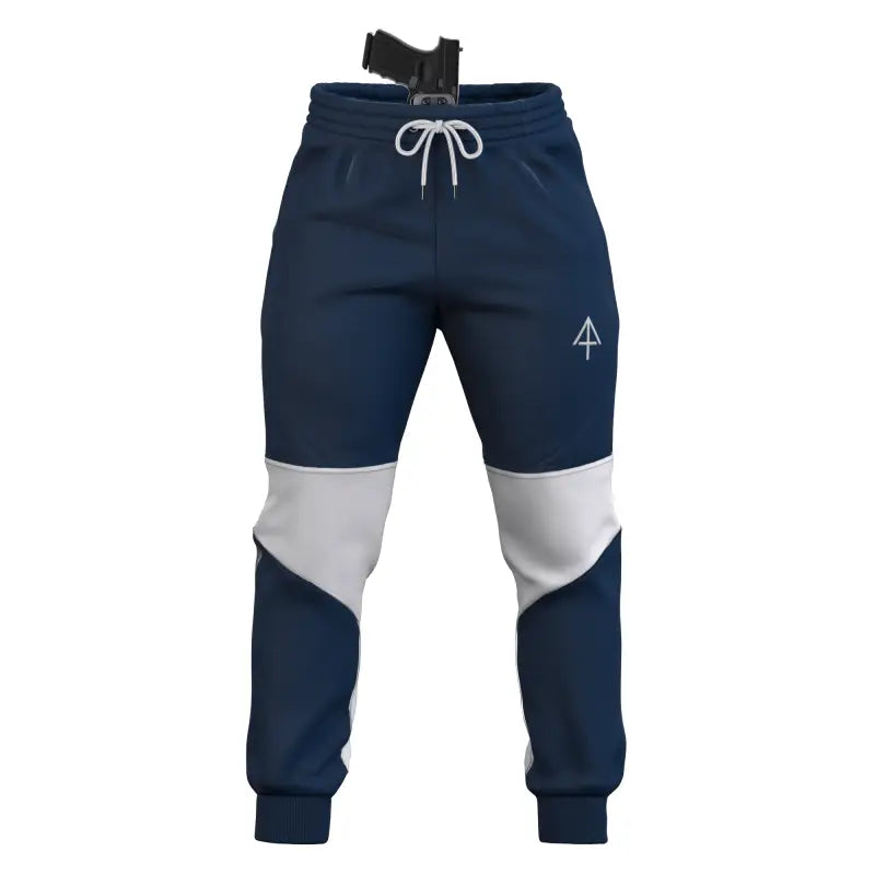 Blue and white Carrier Joggers Mk.II with concealed carry gun and retention belt