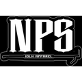Bold white NPS logo with IDLH APPAREL on black background for NPS sticker and helmet slap
