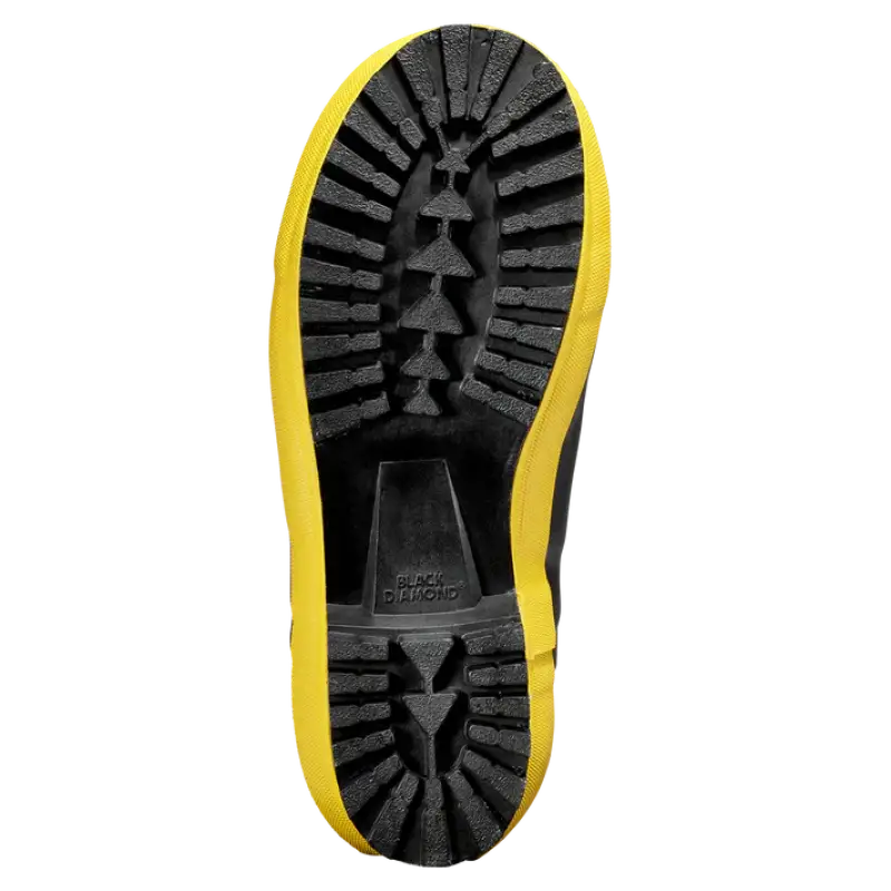 Boot sole with yellow trim on a premium Rubber Firefighter Boot for durability and grip