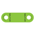Bright green POLICE DoorJamm mask bracket for first responders, withstands extreme temperatures