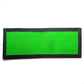 Bright green rectangular patch with black border on 1000D Cordura bifold wallet for unfolded bills