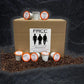 Brown cardboard box 100ct with FRCC branding and scattered coffee pods