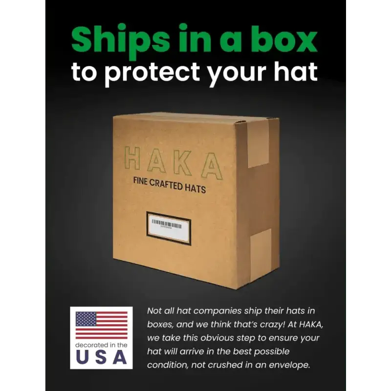 Brown cardboard shipping box for USA Trucker Hat Leather Black America Snapback