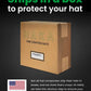 Brown cardboard box labeled HAKA FINE CRAFTED HATS with shipping label for American Flag Trucker