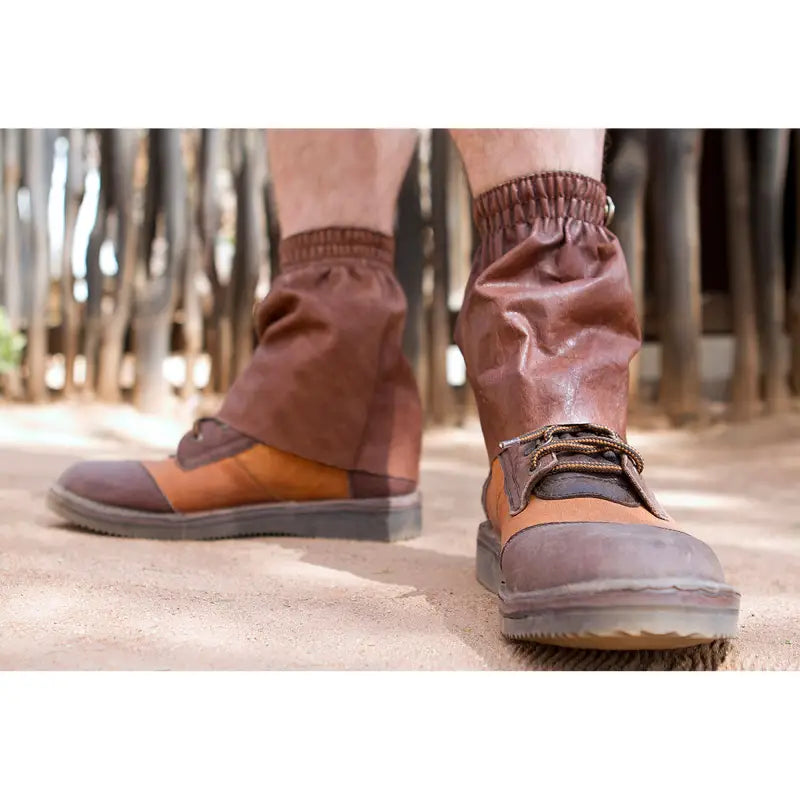 Brown leather boots with elastic cuffs for Game Skin Ankle Gaiters and safari leather gaiters