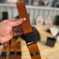 Brown leather strap with black buckle for Box Light Quick release system