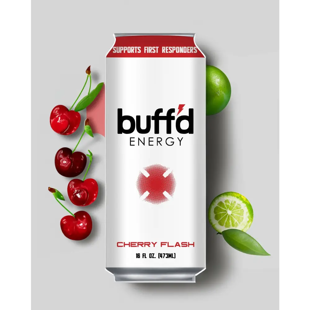 Buff'd Energy Drink Cherry Flash 12 Pack for Smooth Energy and Focus - Chief Miller Apparel